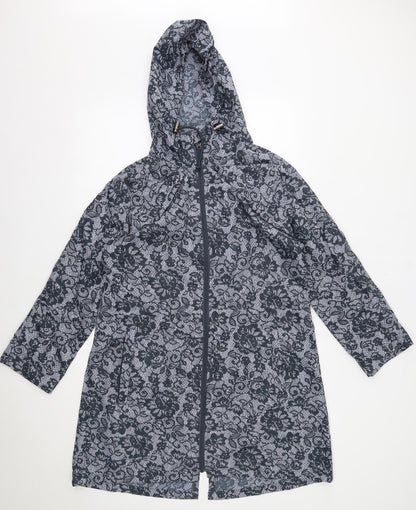 Preloved Primark Womens Grey Floral  Rain Coat Coat Size S - Front