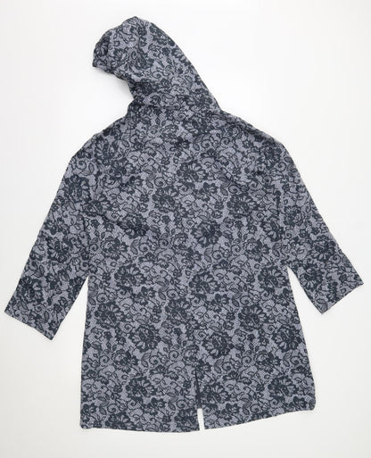 Preloved Primark Womens Grey Floral  Rain Coat Coat Size S - Back