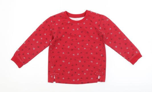 Preworn Girls Red Geometric  Pullover Sweatshirt Size 3-4 Years