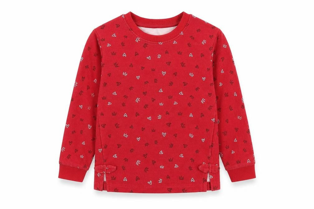 Preworn Girls Red Geometric  Pullover Sweatshirt Size 3-4 Years