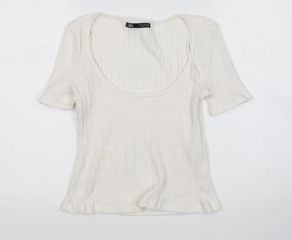 Zara Womens White   Pullover Jumper Size S