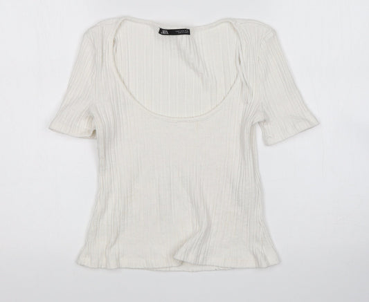 Zara Womens White   Pullover Jumper Size S