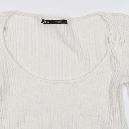 Zara Womens White   Pullover Jumper Size S
