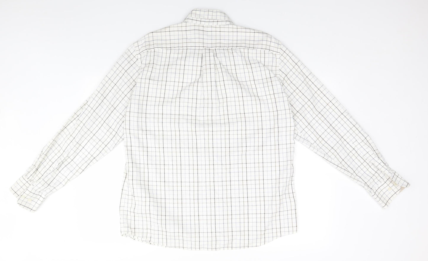 Blue Harbour Mens White Plaid   Button-Up Size M