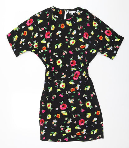 Preloved Warehouse Womens Black Floral  A-Line  Size 8 - Front