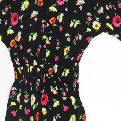 Preloved Warehouse Womens Black Floral  A-Line  Size 8 - Label