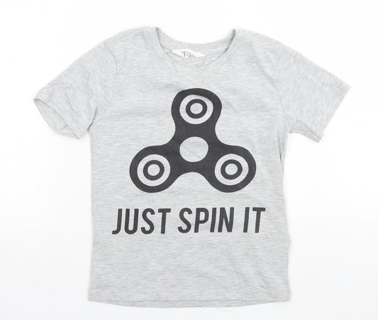 H&M Girls Grey   Basic T-Shirt Size 7-8 Years  - Just Spin, Fidget Spinner