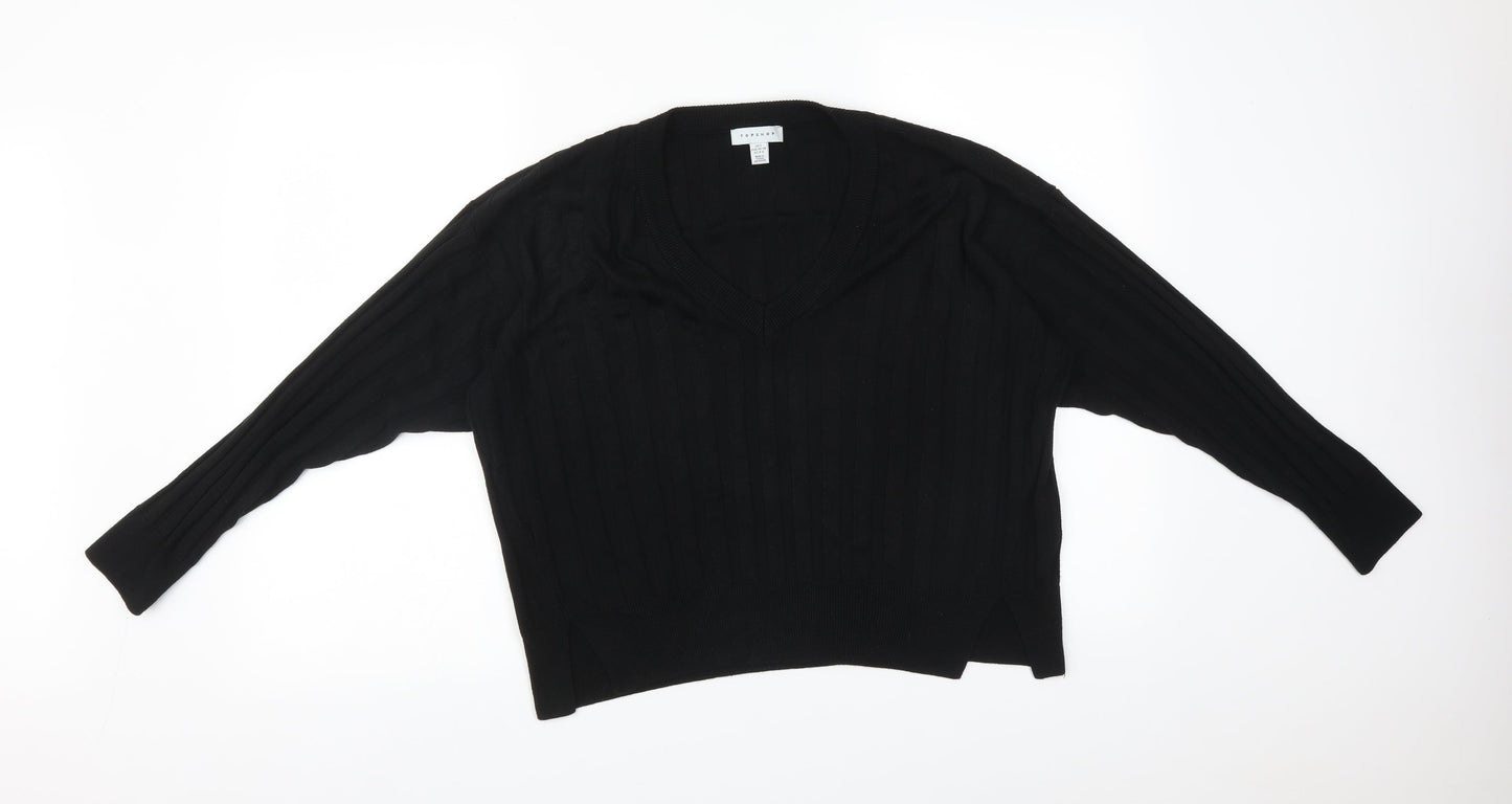 Topshop Womens Black Striped  Basic T-Shirt Size S