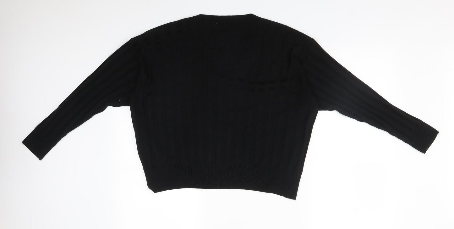 Topshop Womens Black Striped  Basic T-Shirt Size S