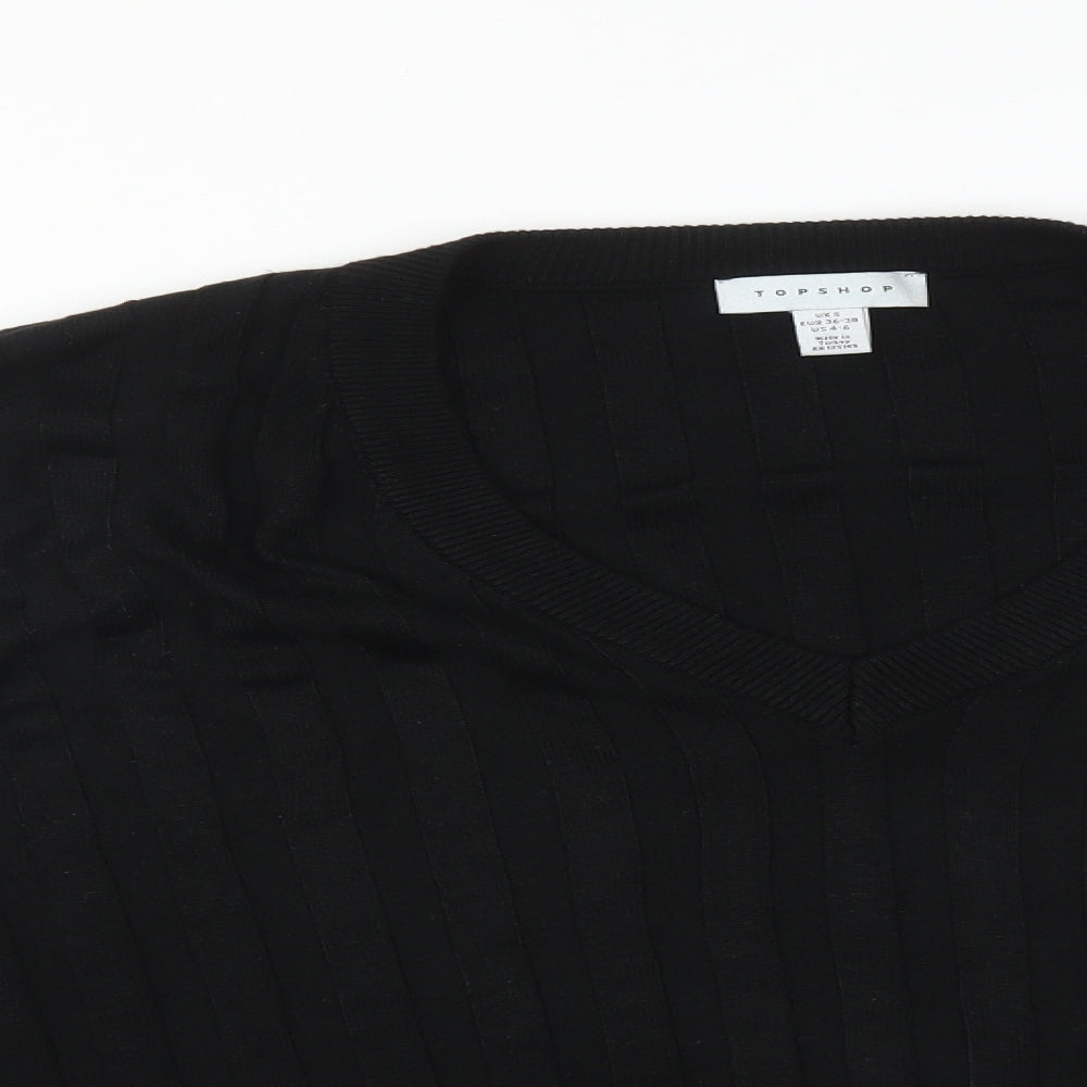 Topshop Womens Black Striped  Basic T-Shirt Size S