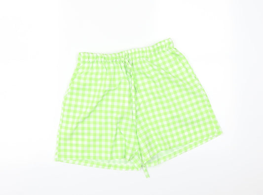 Boohoo Womens Green Check   Sleep Shorts Size 10