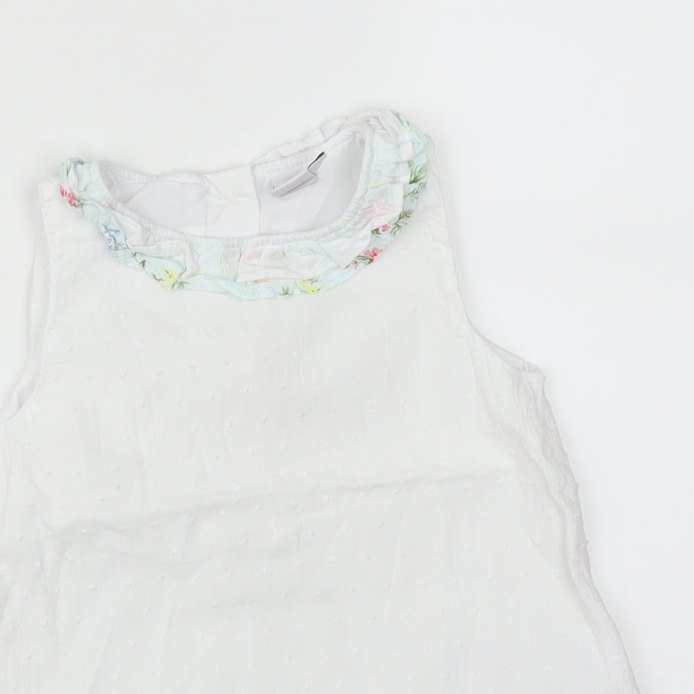Mini Club Girls White Floral  Basic T-Shirt Size 4-5 Years