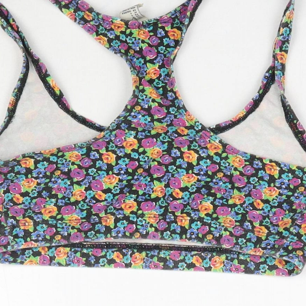 I Love H81 Womens Multicoloured Floral  Cropped Tank Size S