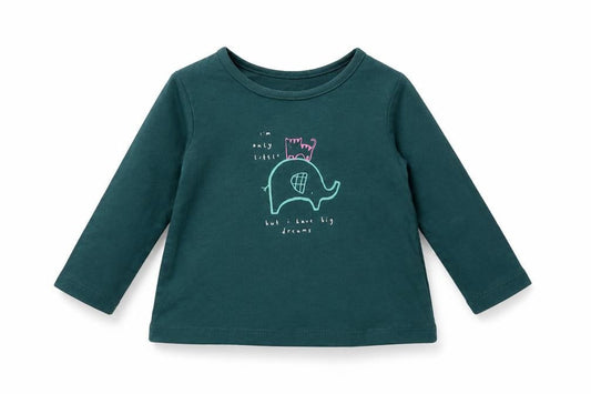 George Girls Green   Basic T-Shirt Size 3-6 Months  - Cat & Elephant