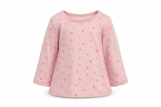 George Girls Pink   Basic T-Shirt Size 3-6 Months  - Love Hearts & Stars