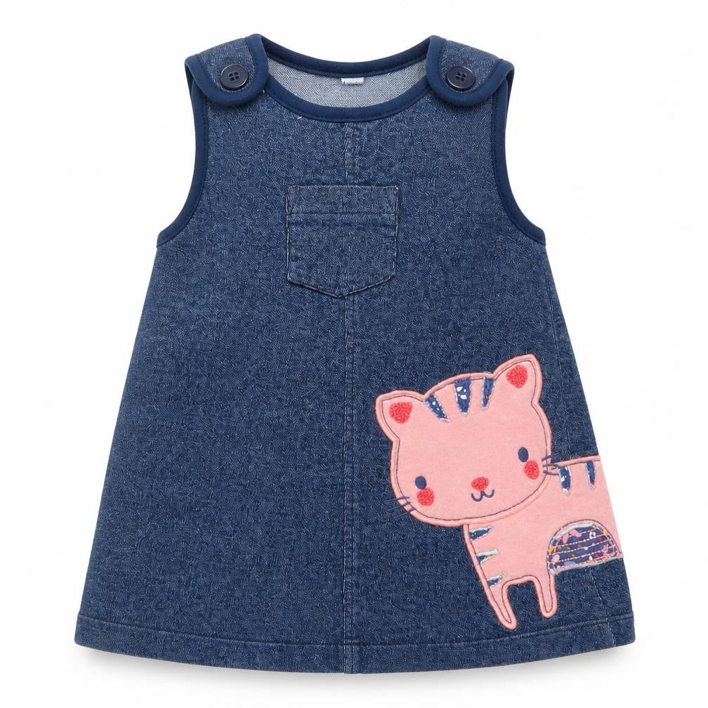 Blue Zoo Girls Blue   Pinafore/Dungaree Dress  Size 3-6 Months