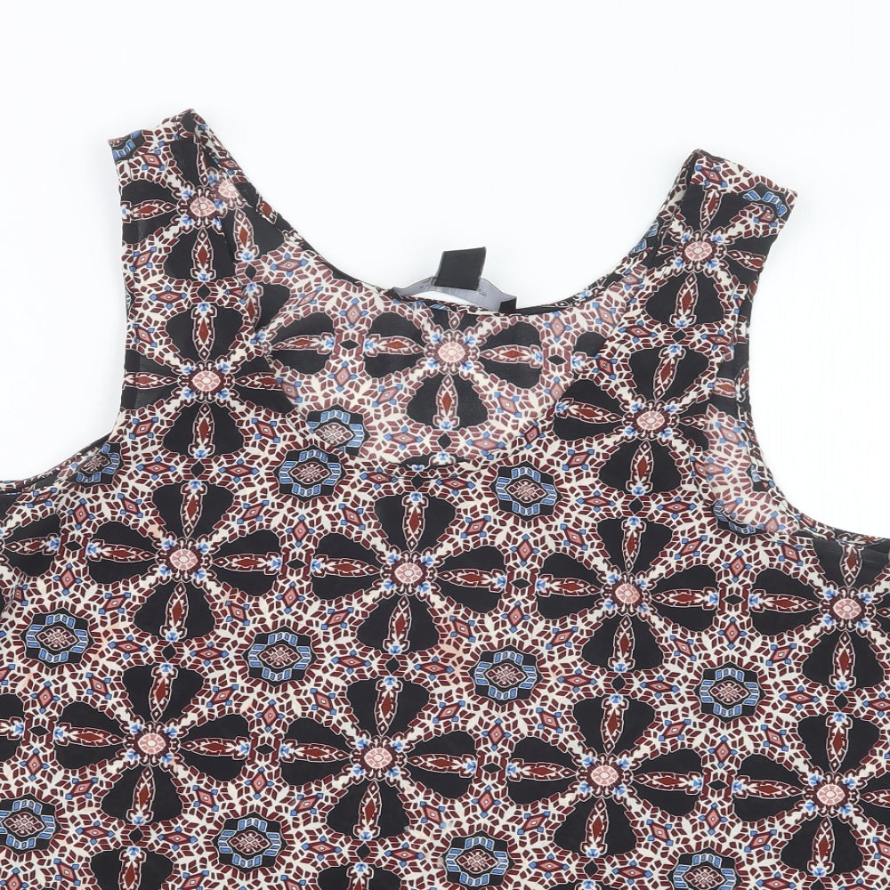 Atmosphere Womens Black Geometric  Basic Blouse Size 10