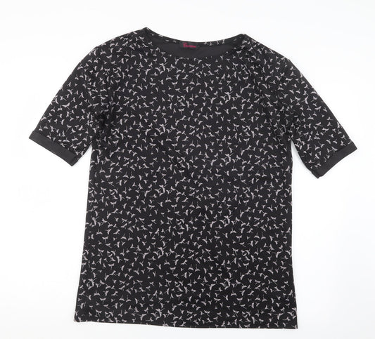 Charmine Womens Black Geometric  Basic T-Shirt Size 12