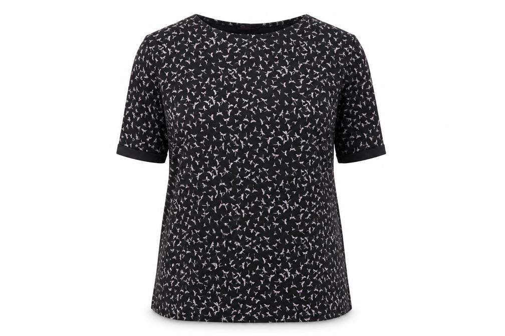 Charmine Womens Black Geometric  Basic T-Shirt Size 12
