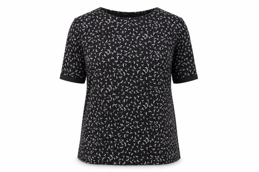 Charmine Womens Black Geometric  Basic T-Shirt Size 12