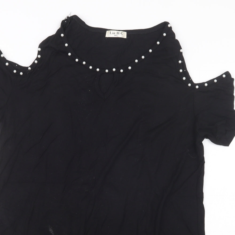 Lin H.C Womens Black   Basic T-Shirt Size M