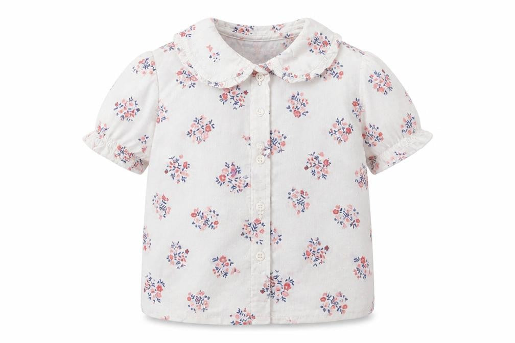 Nutmeg Girls White Floral  Basic Button-Up Size 18-24 Months
