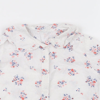Nutmeg Girls White Floral  Basic Button-Up Size 18-24 Months