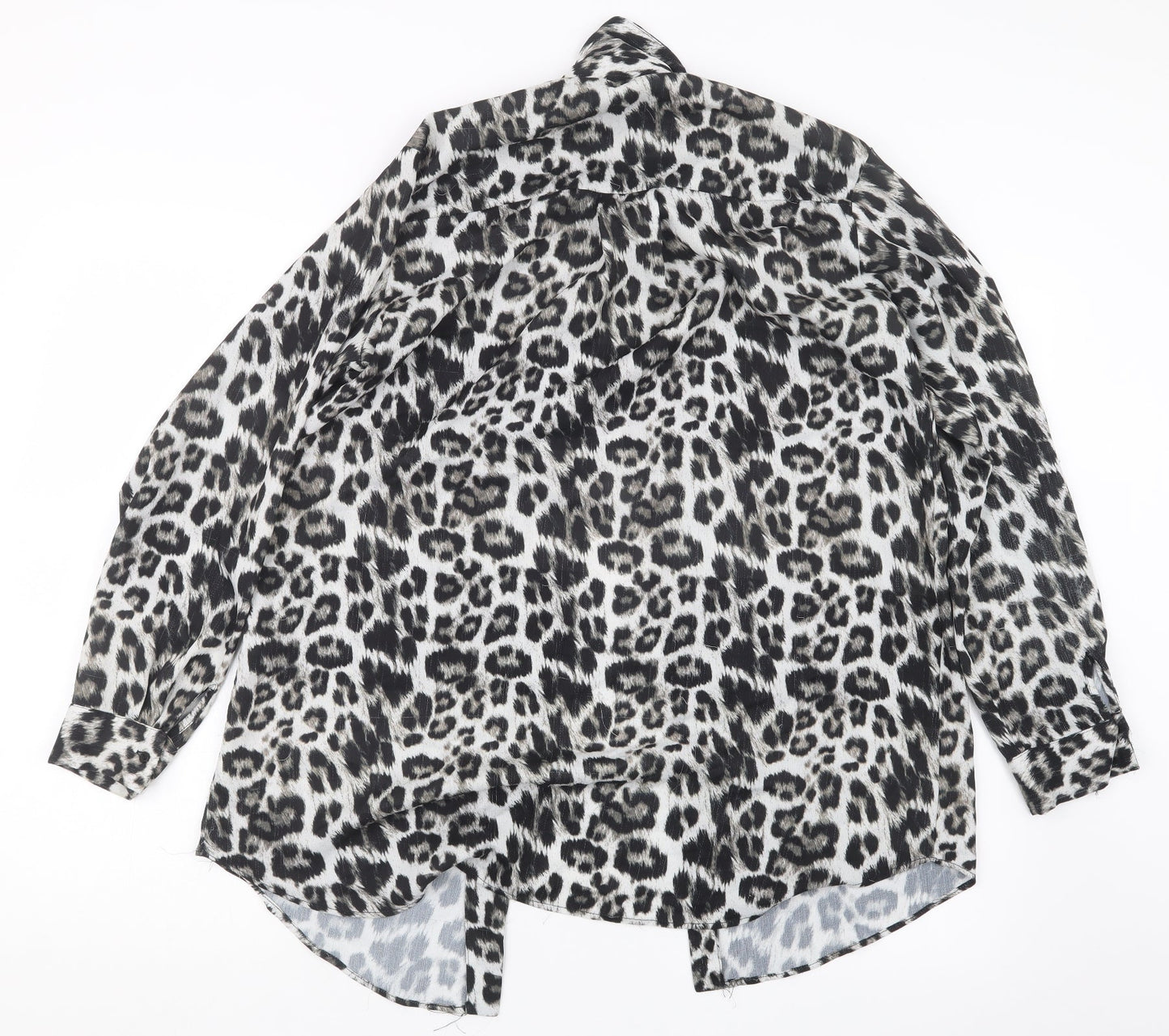 Zara Womens Black Animal Print  Basic Button-Up Size S
