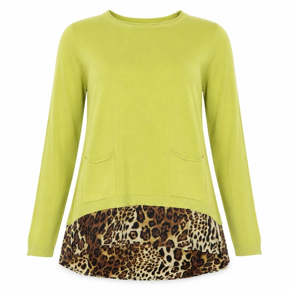 Finery Womens Green Animal Print Knit Pullover Jumper Size S