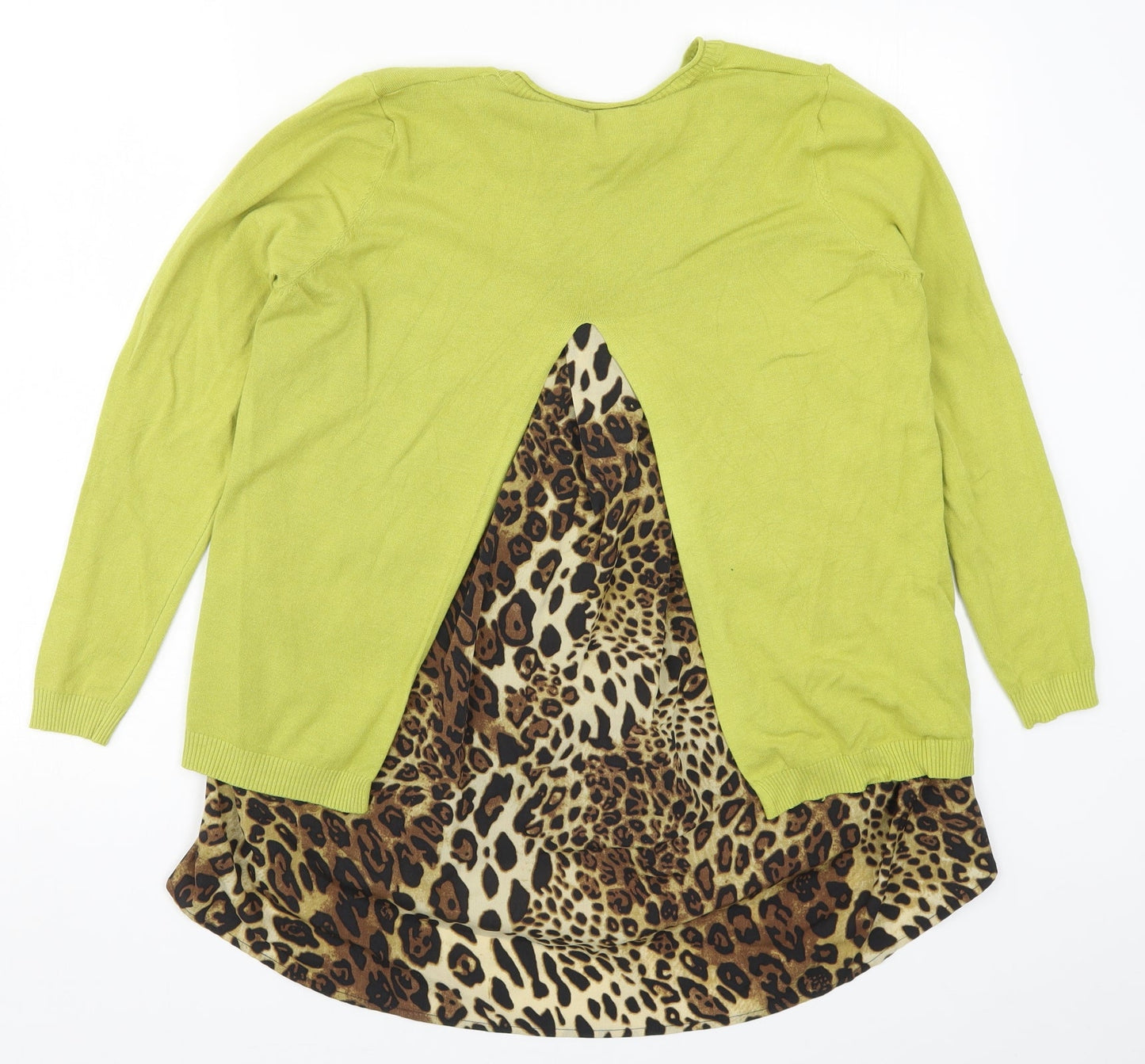 Finery Womens Green Animal Print Knit Pullover Jumper Size S