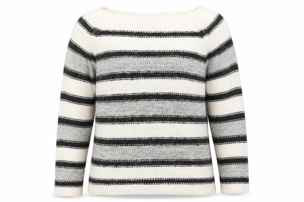 VERO MODA Womens Grey Striped Knit Pullover Jumper Size L