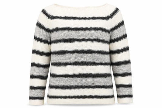 Vero Moda Womens Grey Striped Knit Pullover Jumper Size L
