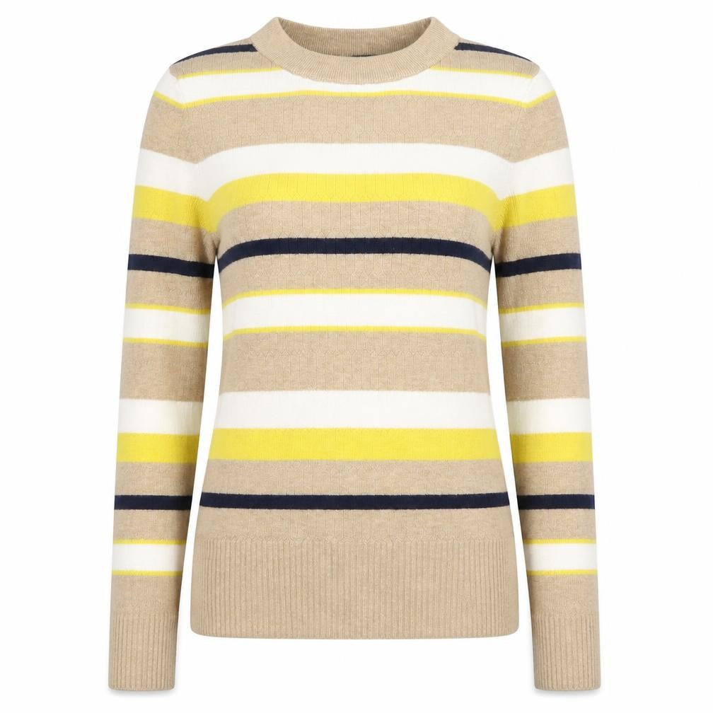 Marks & Spencer Womens Beige Striped Knit Pullover Jumper Size 8  - Yellow