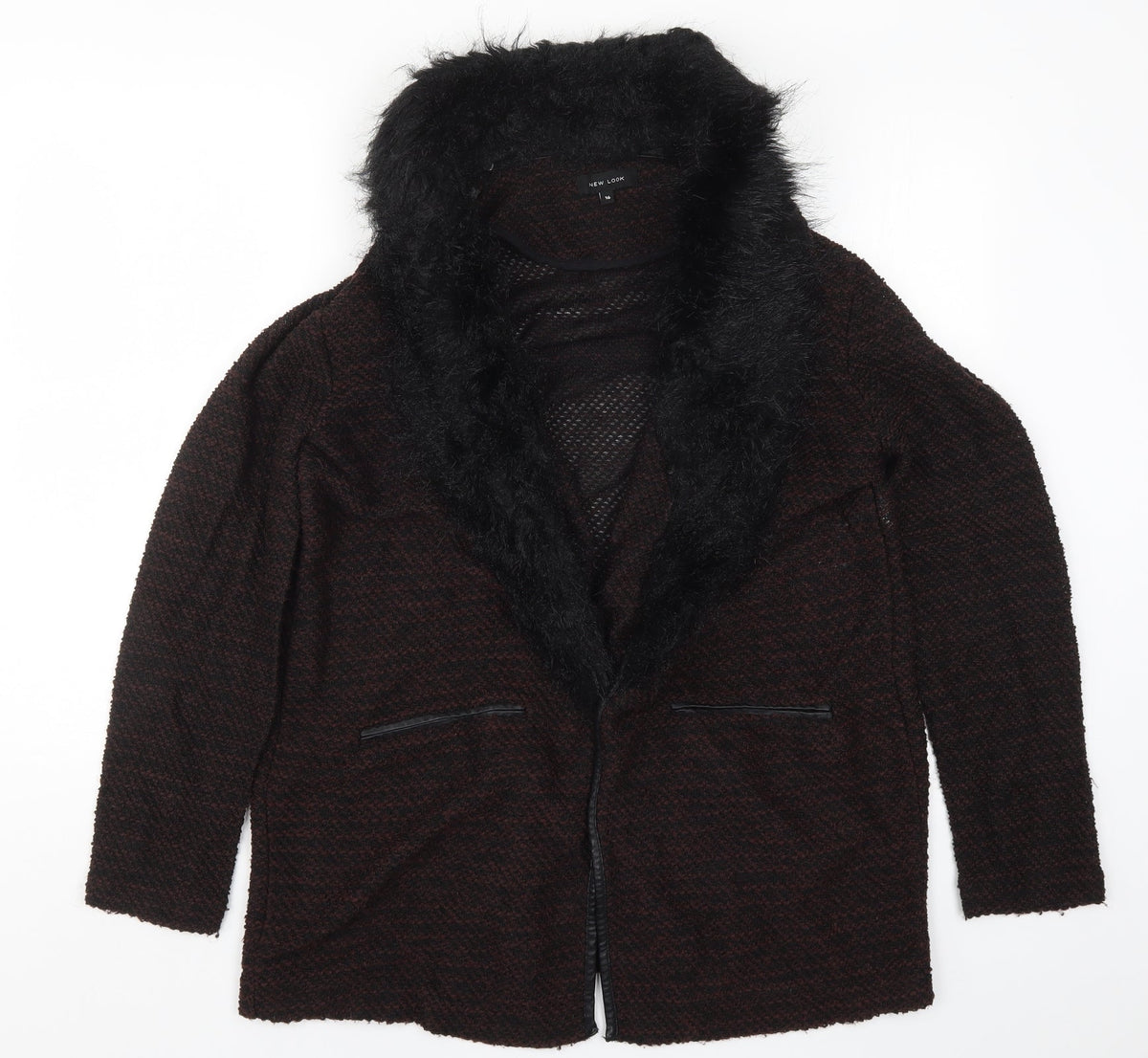 New Look Womens Brown  Knit Jacket Coatigan Size 16  - Burgundy