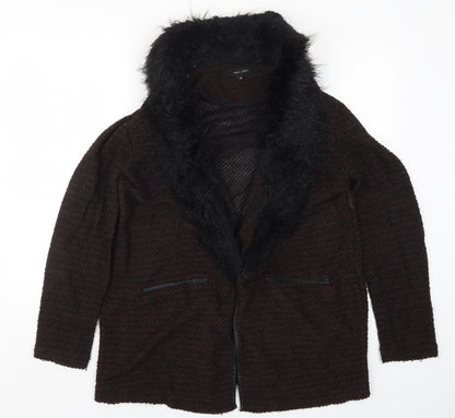 New Look Womens Brown  Knit Jacket Coatigan Size 16  - Burgundy
