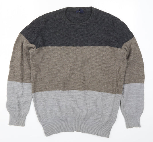 Gap Mens Grey Striped Knit Pullover Jumper Size M  - Brown