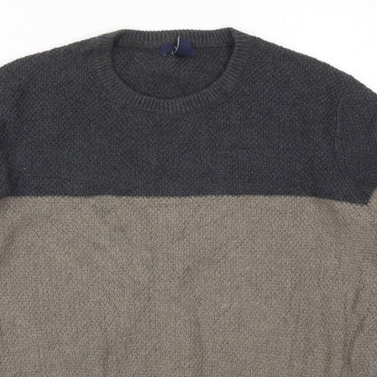 Preloved Gap Mens Grey Striped Knit Pullover Jumper Size M  - Brown - Detail