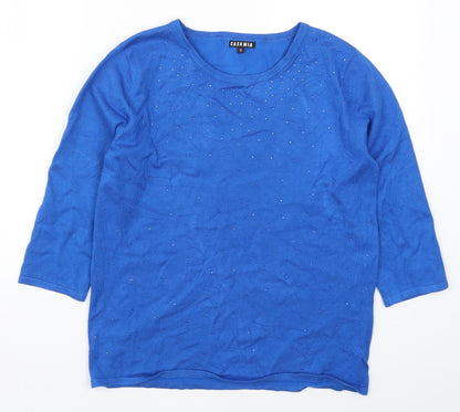 Casamia Womens Blue Knit Pullover Jumper Size S
