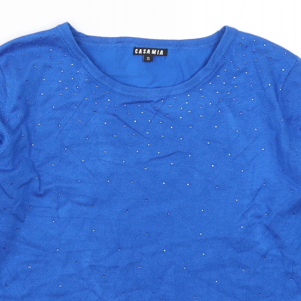 Casamia Womens Blue  Knit Pullover Jumper Size S