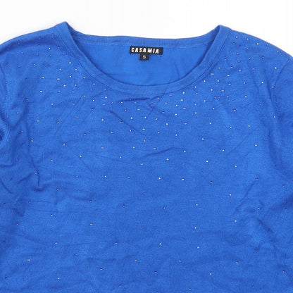 Casamia Womens Blue Knit Pullover Jumper Size S