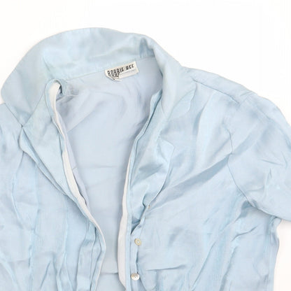 Robbie Bee Womens Blue  Rayon Basic Button-Up Size XL