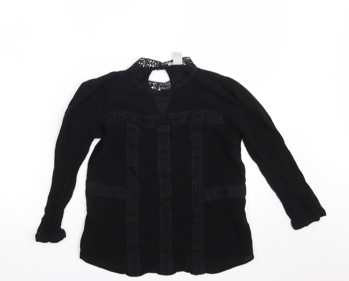 H&M Womens Black Floral  Basic Blouse Size 8