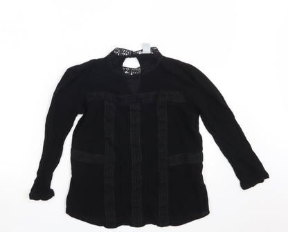 H&M Womens Black Floral  Basic Blouse Size 8