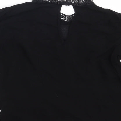H&M Womens Black Floral  Basic Blouse Size 8