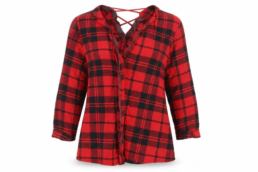 River Island Womens Red Check  Basic Button-Up Size 10