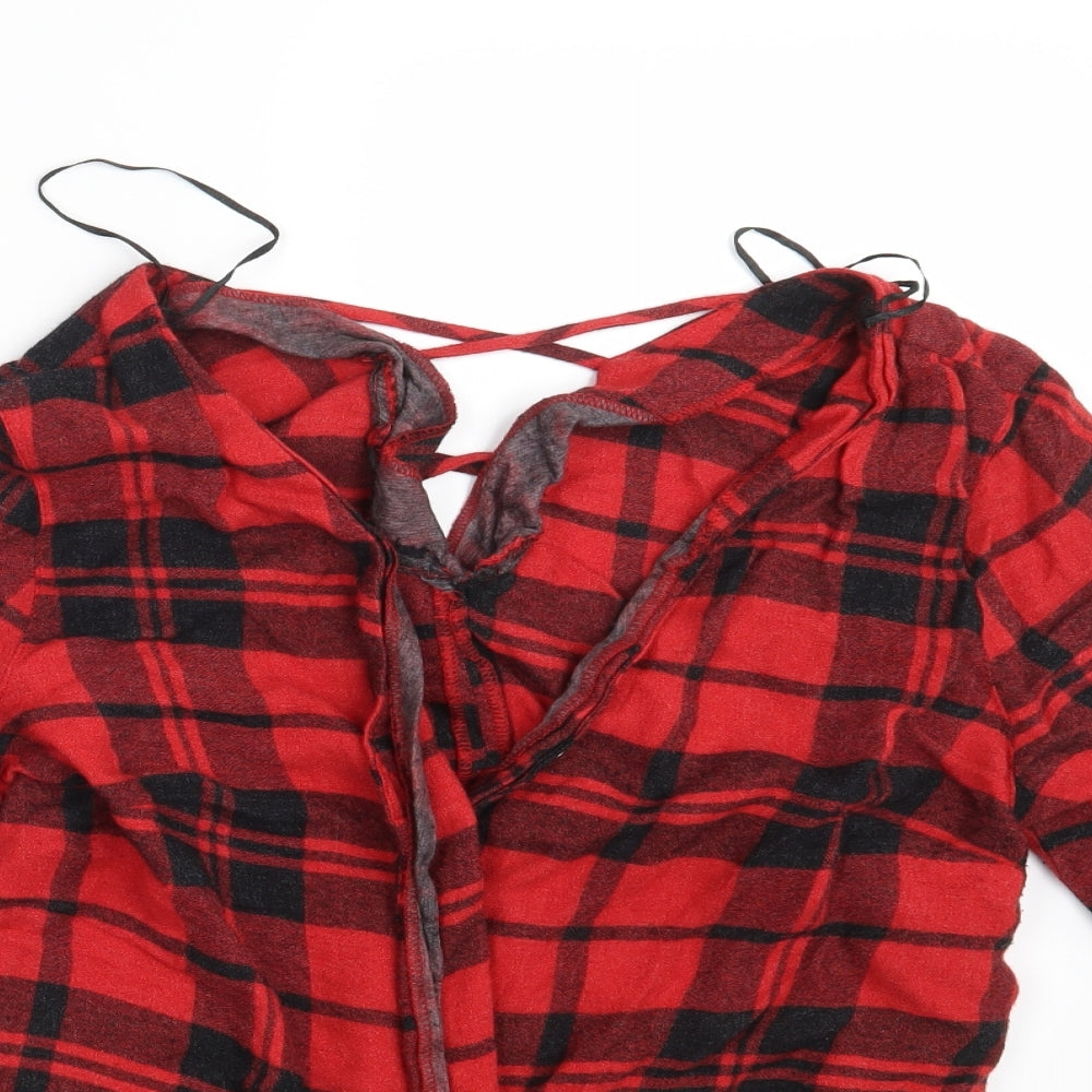 River Island Womens Red Check  Basic Button-Up Size 10