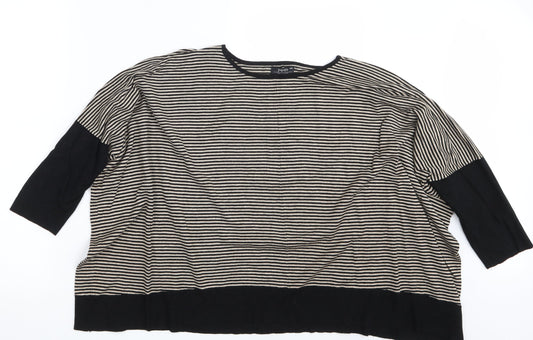 Papaya Womens Brown Striped  Pullover Sweatshirt Size M
