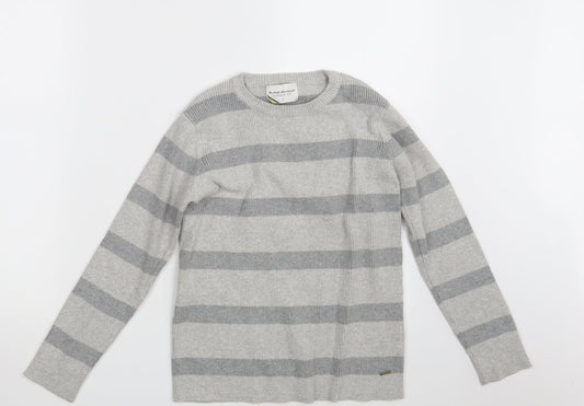 Rupert & Buckley Womens Grey Striped Knit Pullover Jumper Size 10