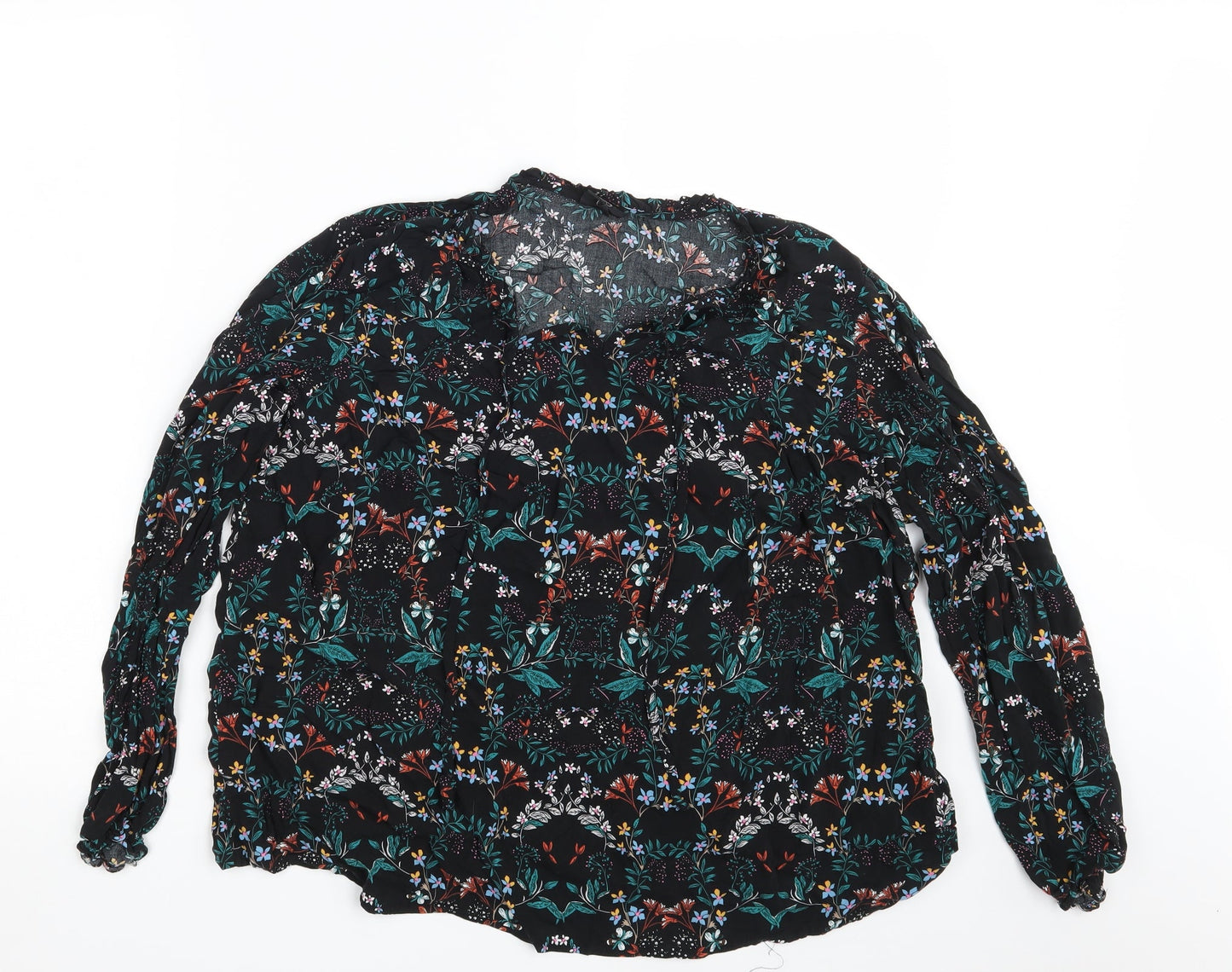 Bexleys Womens Black Floral  Basic Blouse One Size