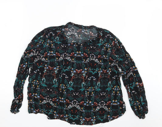 Bexleys Womens Black Floral  Basic Blouse One Size